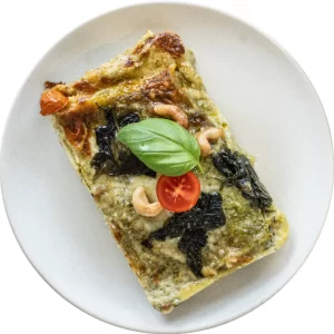 Marmita saudável de lasanha caprese vegetariana