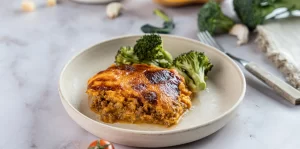 Refeição low carb, empadão de abóbora